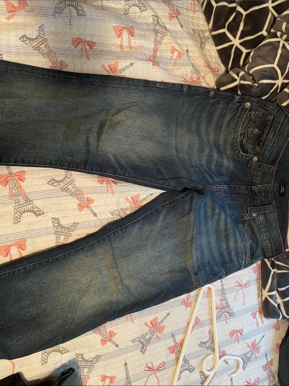 True Religion Blue Denim Jeans with Red Stitching